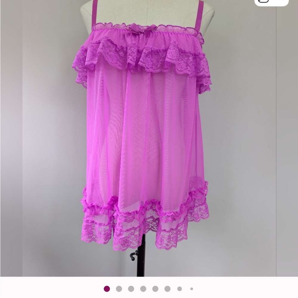 Victoria's Secret Sheer Ruffled Vintage Slip Dress/Lingerie in Vibrant Pink